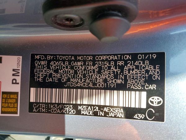 2020 TOYOTA COROLLA SE, CVT — VINS