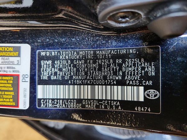 2012 TOYOTA CAMRY