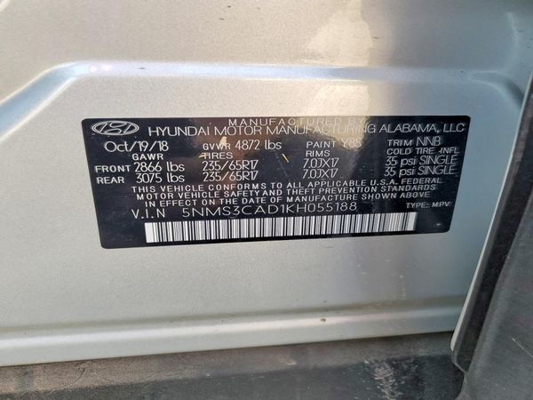2019 HYUNDAI SANTA FE SEL, SEL Plus — VINS