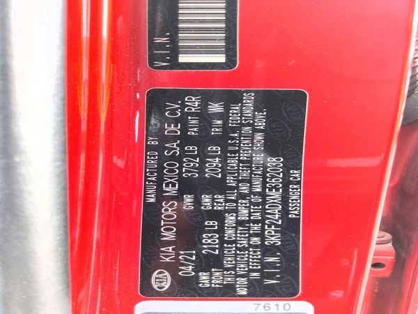 2021 KIA FORTE FE, LXS — VINS