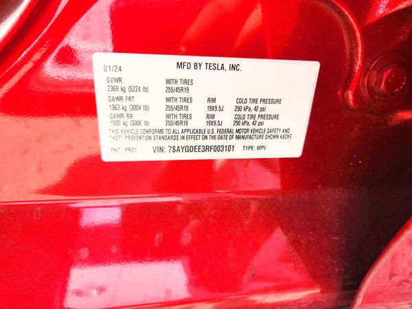 2024 TESLA MODEL Y — VINS