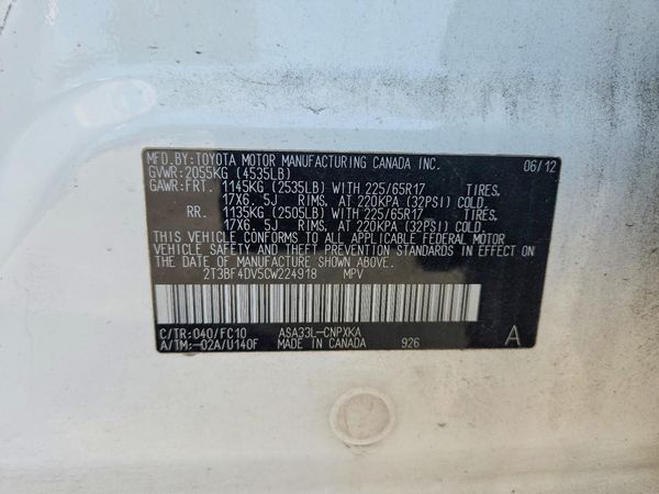 2012 TOYOTA RAV4 Standard