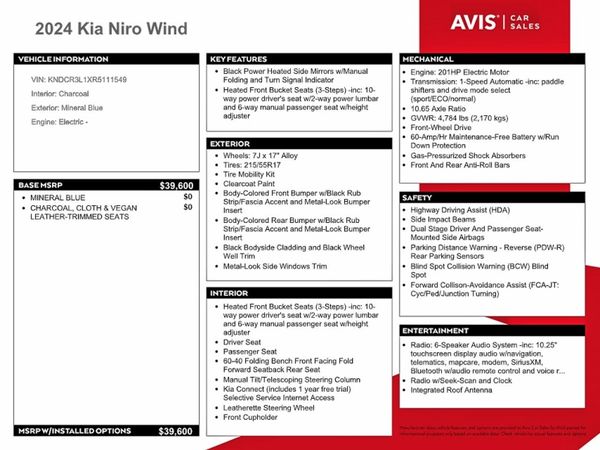 2024 KIA NIRO Wind