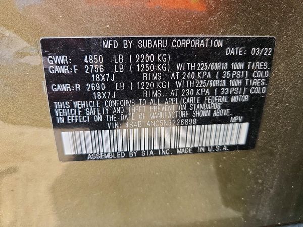 2022 SUBARU OUTBACK Limited