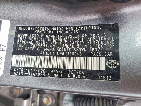 2016 TOYOTA CAMRY