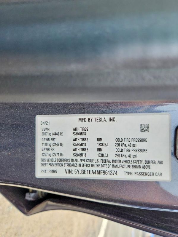 2021 TESLA MODEL 3