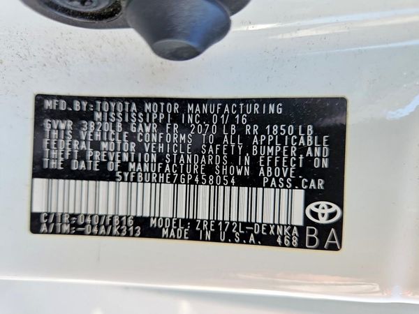 2016 TOYOTA COROLLA
