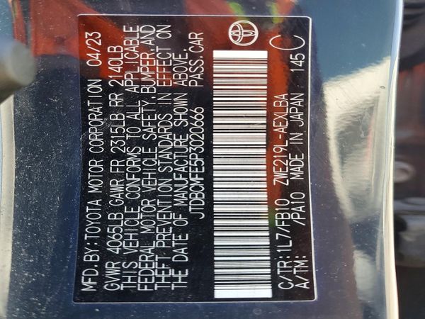 2023 TOYOTA COROLLA L, LE, SE, XLE — VINS