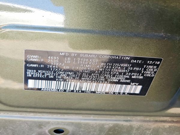 2019 SUBARU OUTBACK Base+ES