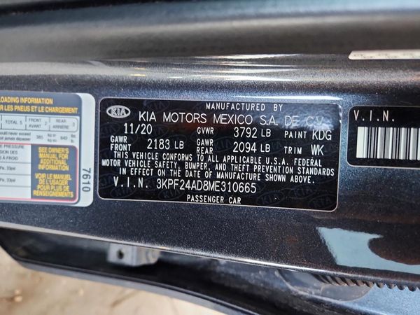 2021 KIA FORTE FE, LXS