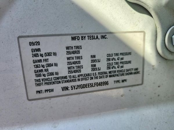 2020 TESLA MODEL Y