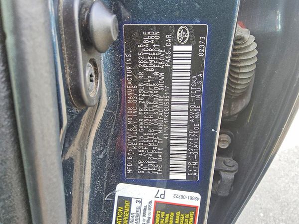 2016 TOYOTA CAMRY — VINS