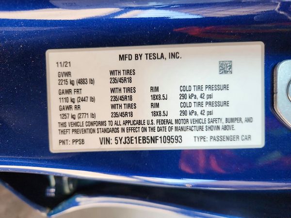 2022 TESLA MODEL 3
