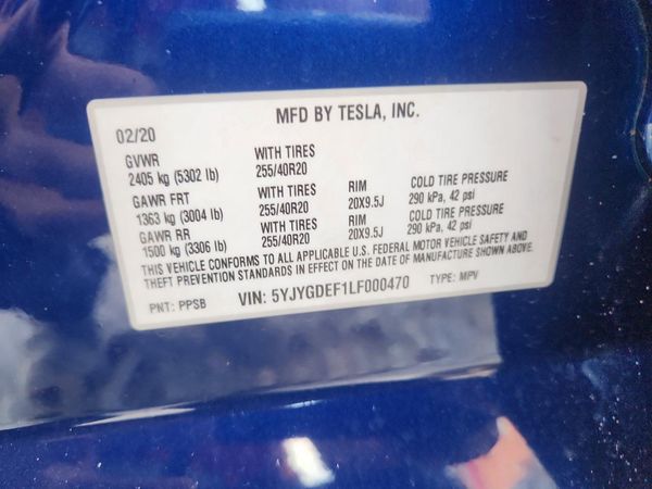 2020 TESLA MODEL Y