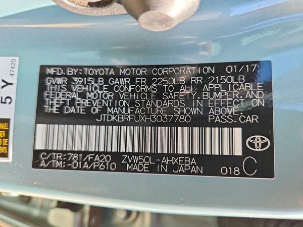 2017 TOYOTA PRIUS One/Two