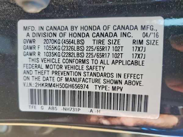 2016 HONDA CRV EX