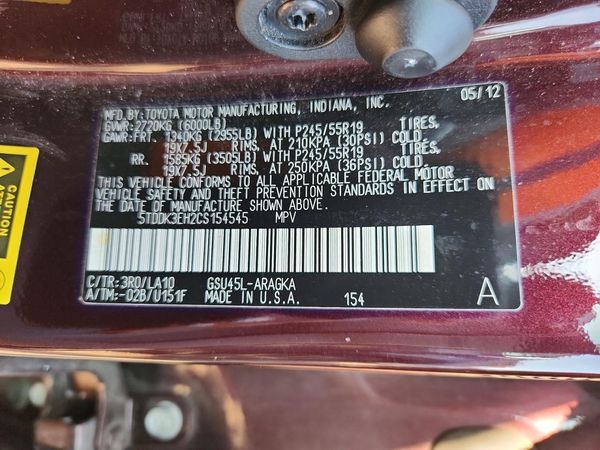 2012 TOYOTA HIGHLANDER Base/Hybrid
