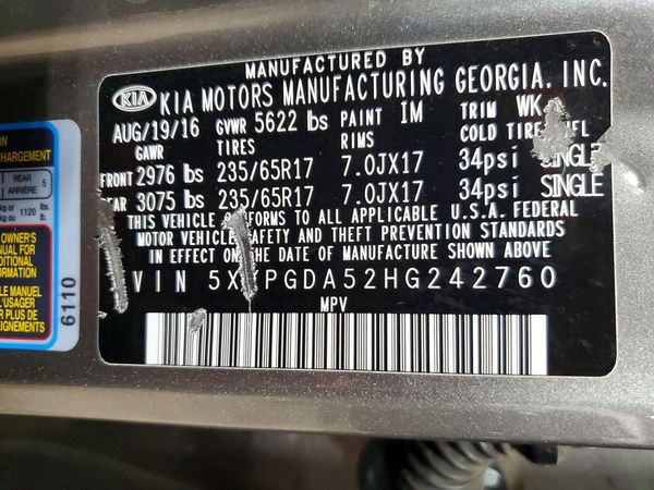 2017 KIA SORENTO L, LX