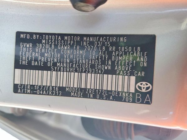 2015 TOYOTA COROLLA L/LE