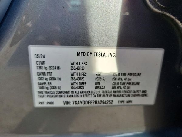 2024 TESLA MODEL Y — VINS