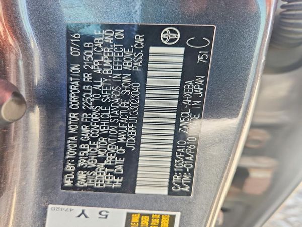2016 TOYOTA PRIUS One/Two