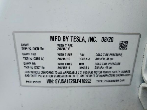 2020 TESLA MODEL S