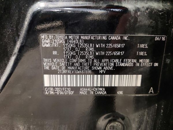 2016 TOYOTA RAV4 XLE (M Grade)