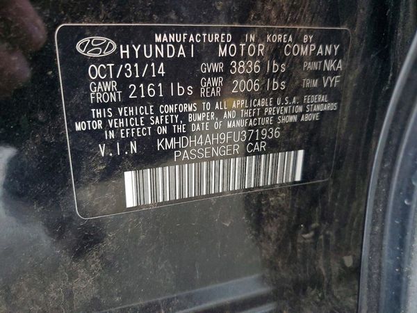 2015 HYUNDAI ELANTRA GLS(Middle) — VINS