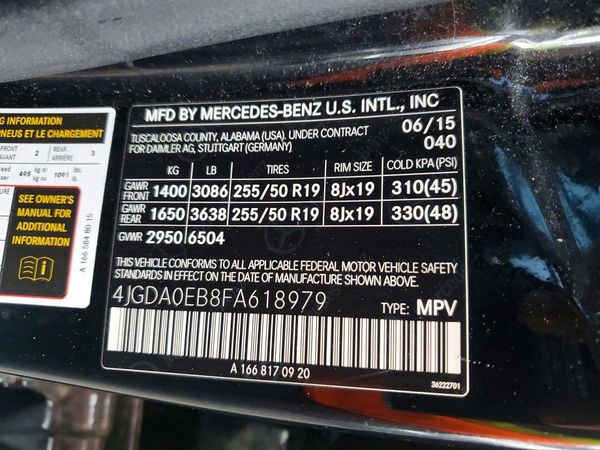 2015 MERCEDES-BENZ ML ML250 BLUETEC 4-MATIC
