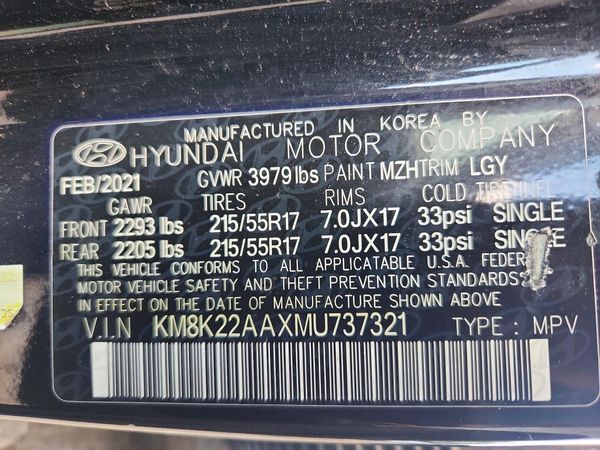 2021 HYUNDAI KONA SEL