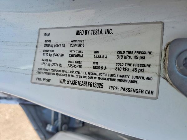 2020 TESLA MODEL 3