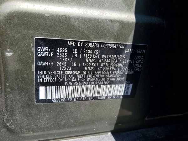 2019 SUBARU OUTBACK