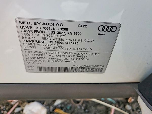 2022 AUDI E-TRON quattro Prestige — VINS