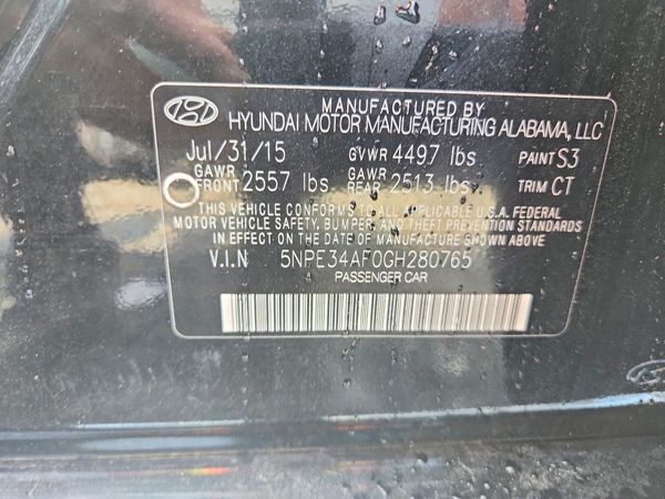 2016 HYUNDAI SONATA — VINS