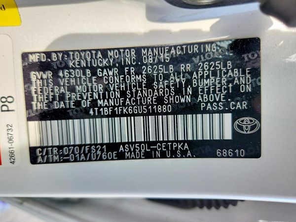 2016 TOYOTA CAMRY