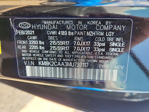 2021 HYUNDAI KONA SEL