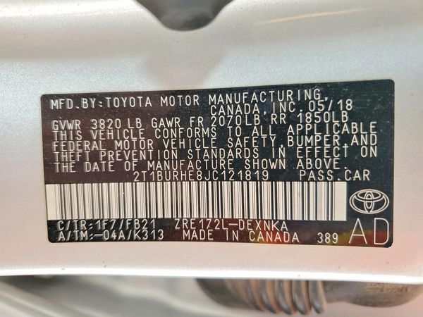 2018 TOYOTA COROLLA L/LE/SE/XLE/XSE