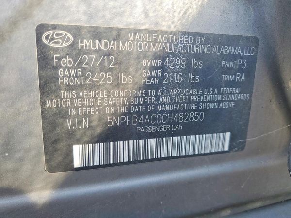 2012 HYUNDAI SONATA Middle-low level