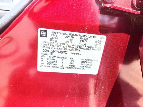 2017 CHEVROLET EQUINOX LT / FL