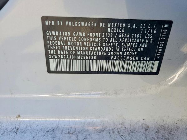 2017 VOLKSWAGEN JETTA S