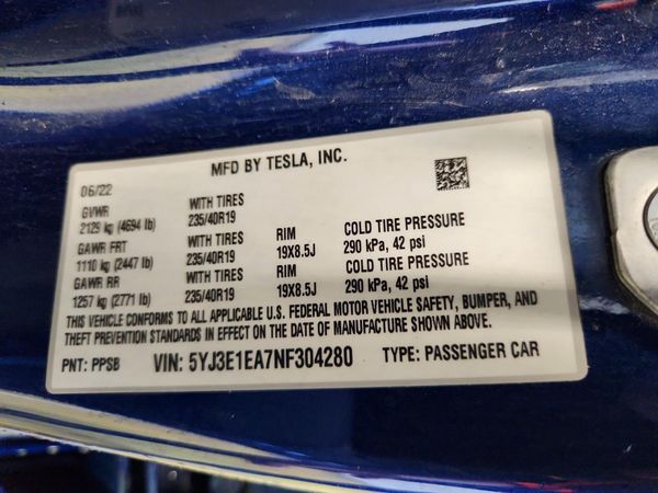 2022 TESLA MODEL 3
