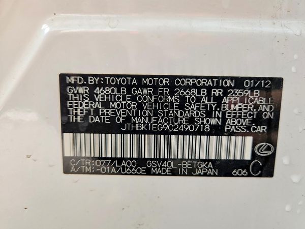 2012 LEXUS ES