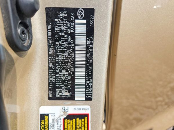 2012 TOYOTA CAMRY — VINS