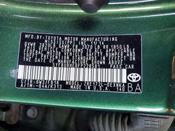 2015 TOYOTA COROLLA L/LE