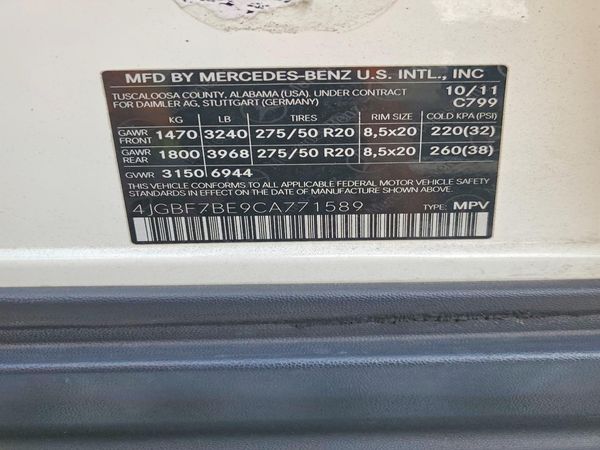 2012 MERCEDES-BENZ GL GL450 4-MATIC — VINS