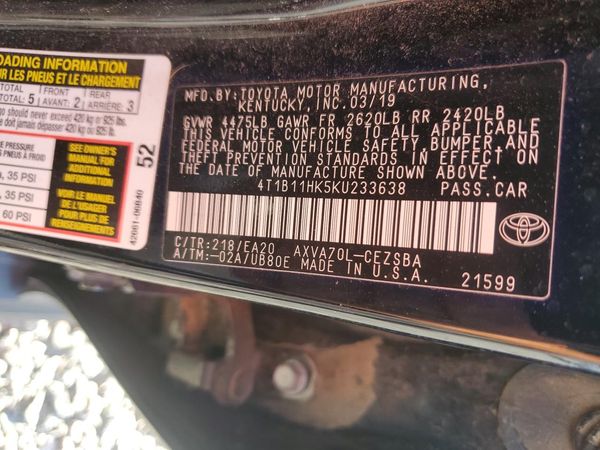 2019 TOYOTA CAMRY L/LE/SE/XLE