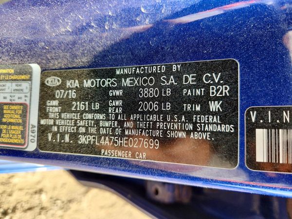 2017 KIA FORTE LX Popular, S