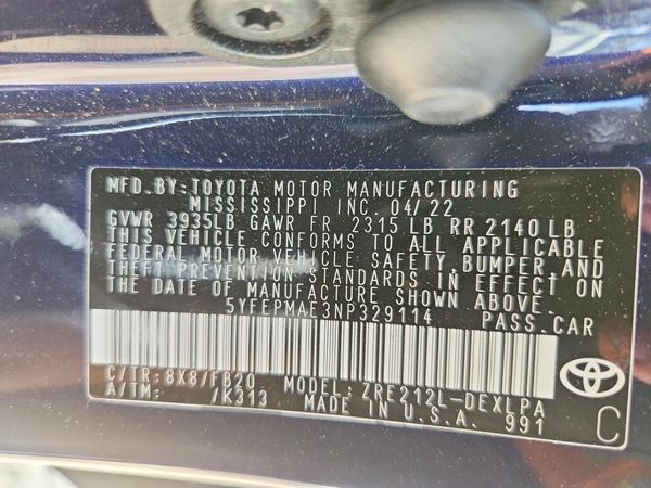 2022 TOYOTA COROLLA LE