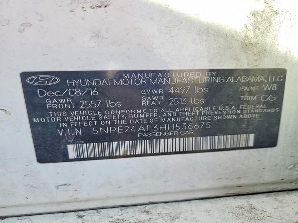 2017 HYUNDAI SONATA SE, Eco