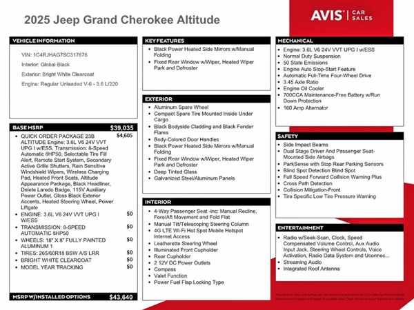 2025 JEEP GRAND CHEROKEE Laredo, Altitude